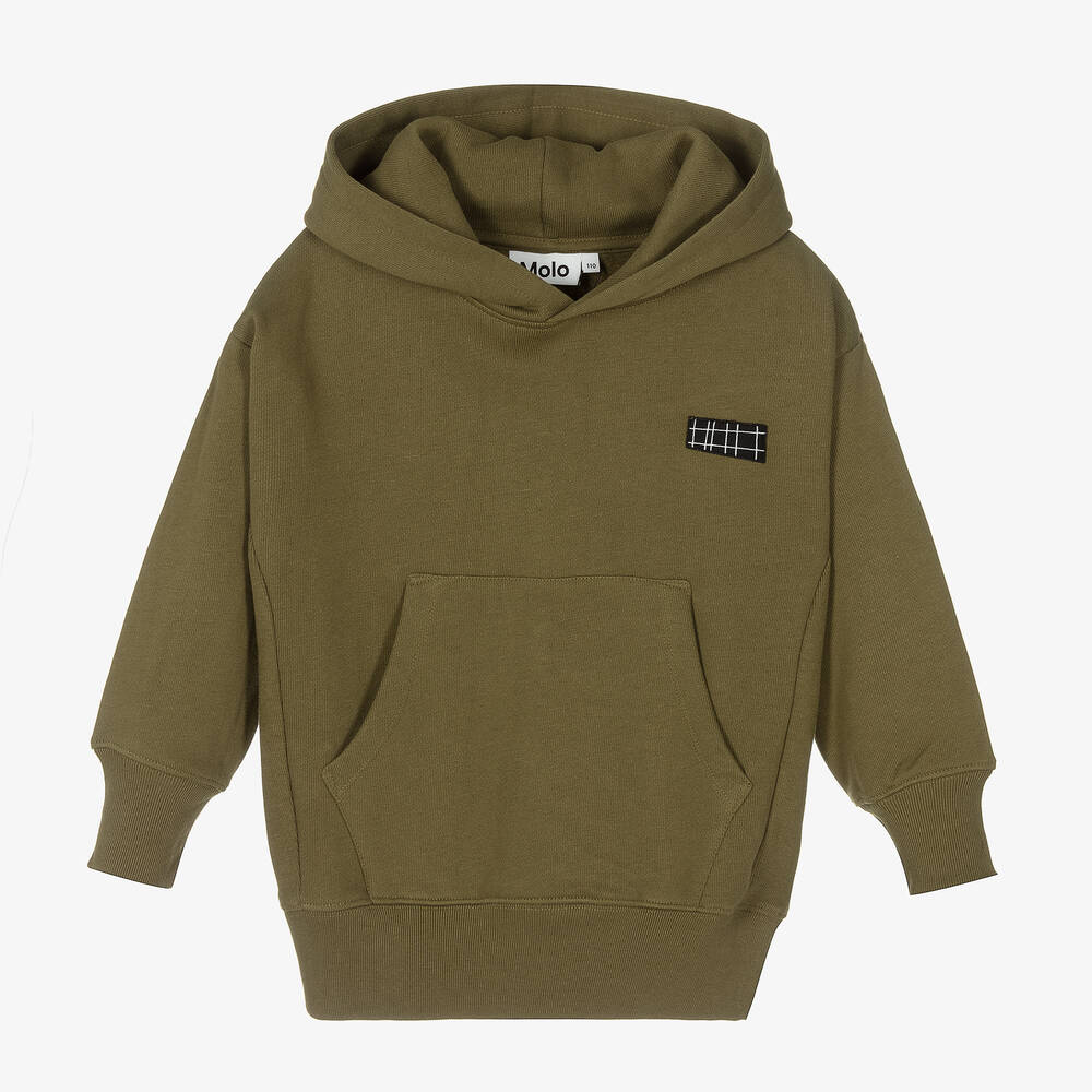 Molo - Boys Khaki Green Hoodie | Childrensalon