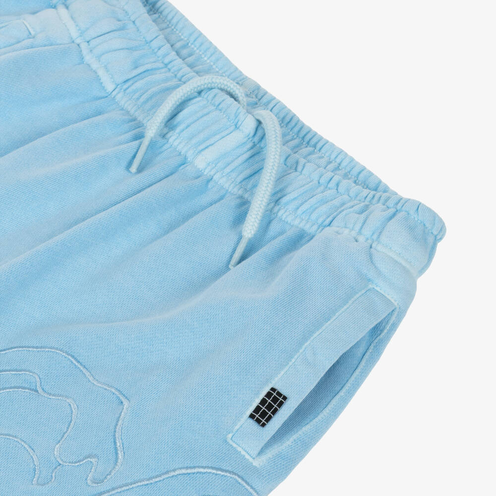 Molo-Boys Light Blue Cotton Embroidered Wave Shorts | Childrensalon Outlet