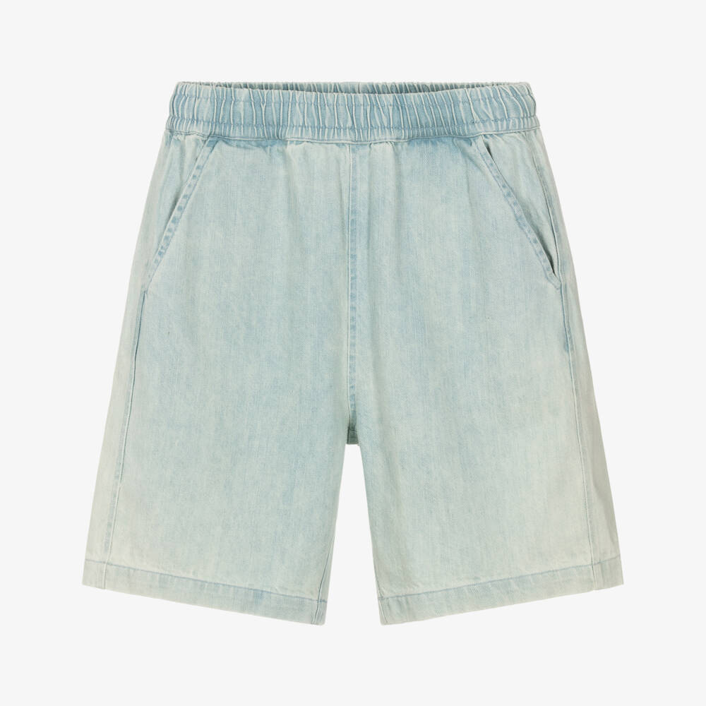 Molo-Boys Light Blue Organic Cotton Denim Shorts | Childrensalon Outlet