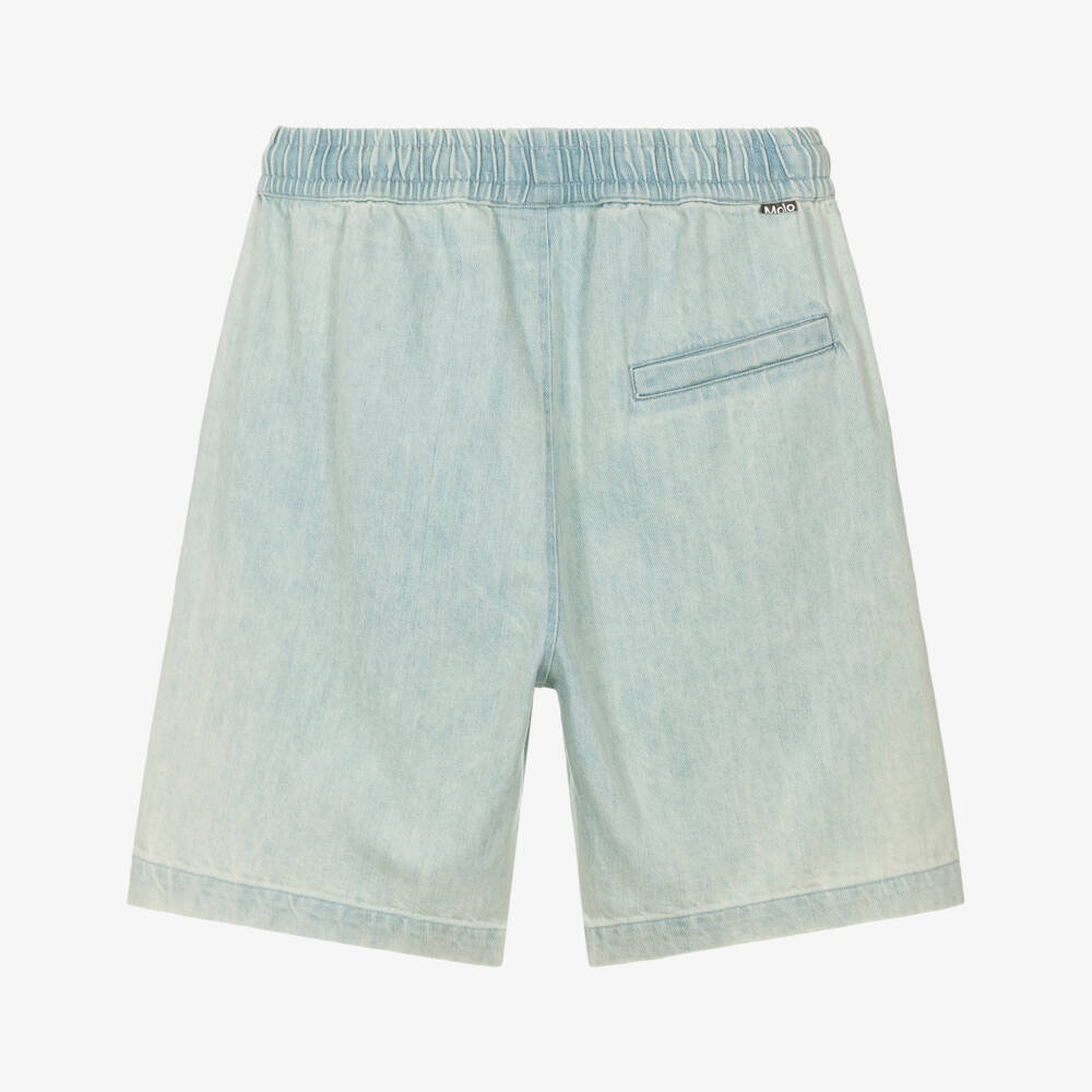 Molo-Boys Light Blue Organic Cotton Denim Shorts | Childrensalon Outlet