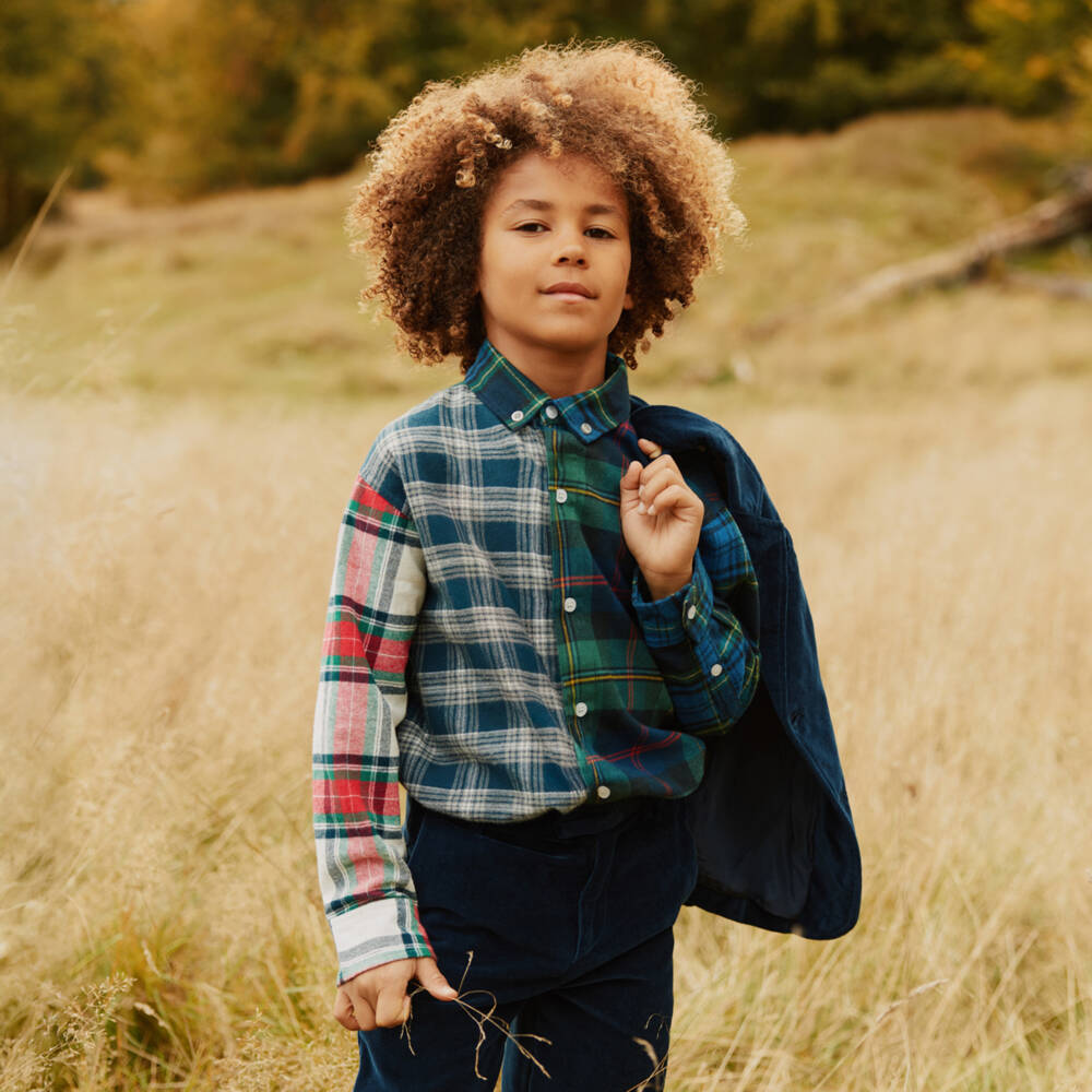 Molo-Boys Multicolour Brushed Organic Cotton Checked Shirt | Childrensalon Outlet