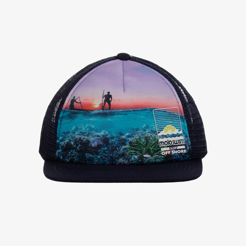 Molo-Boys Navy Blue Coral Reef Hat | Childrensalon Outlet
