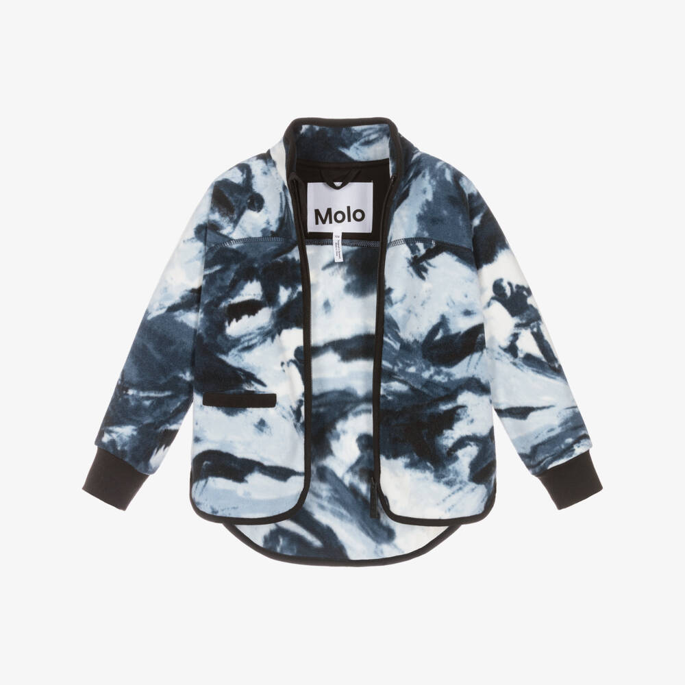 Molo-Boys Navy Blue Fleece Zip-Up Top | Childrensalon Outlet