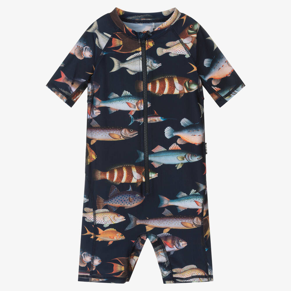 Molo - Boys Navy Blue Ocean Sun Suit (UPF 50+) | Childrensalon