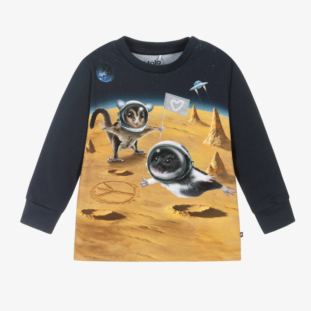 Molo - Boys Navy Blue Space Top | Childrensalon