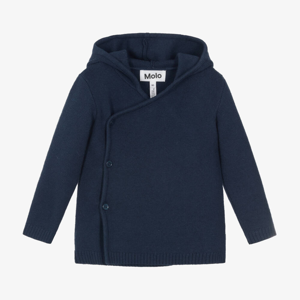 Molo-Boys Navy Hooded Wool Cardigan | Childrensalon Outlet
