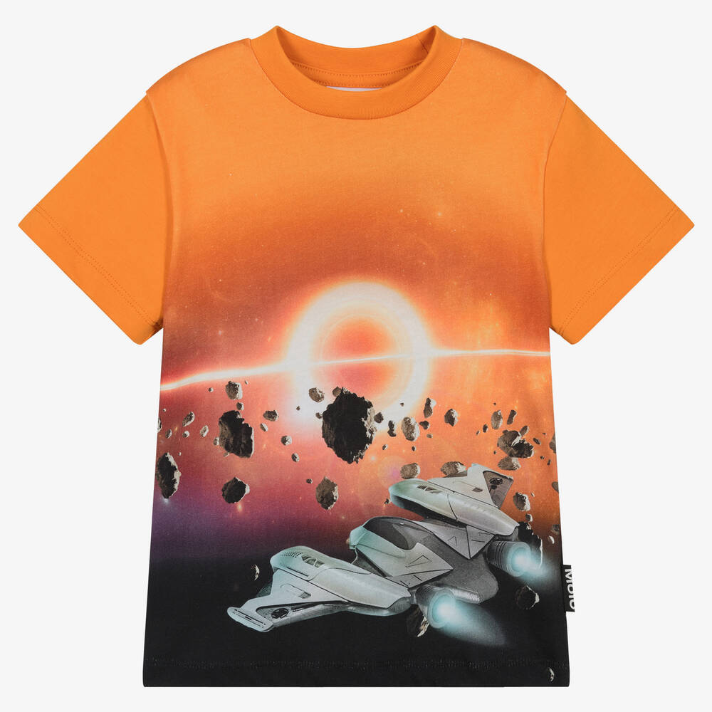 Molo - Orangefarbenes Teen Baumwoll-T-Shirt mit „Sun Power“-Motiv für Jungen | Childrensalon