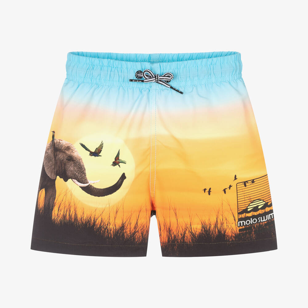 Molo - Boys Orange Savanna Swim Shorts (UPF50+) | Childrensalon