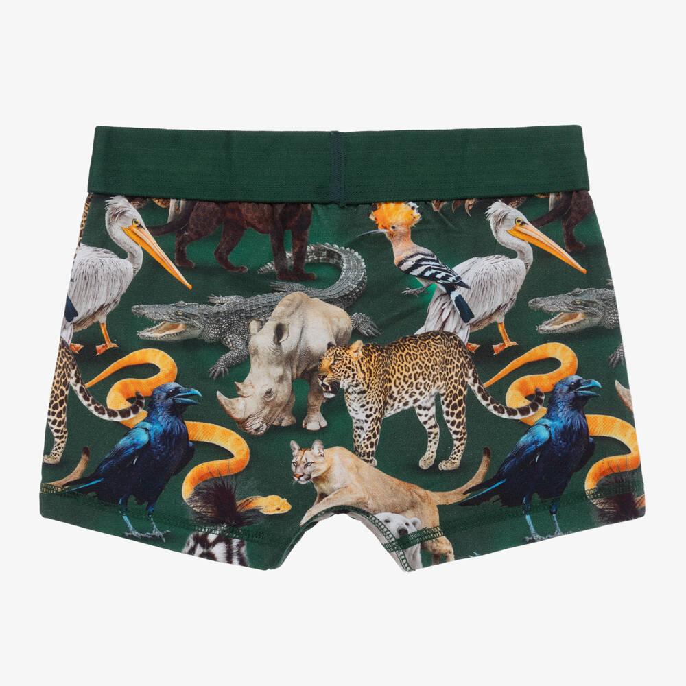 Molo-بوكسر بطبعة حيوانات قطن لون أخضر للأولاد (عدد 2) | Childrensalon Outlet