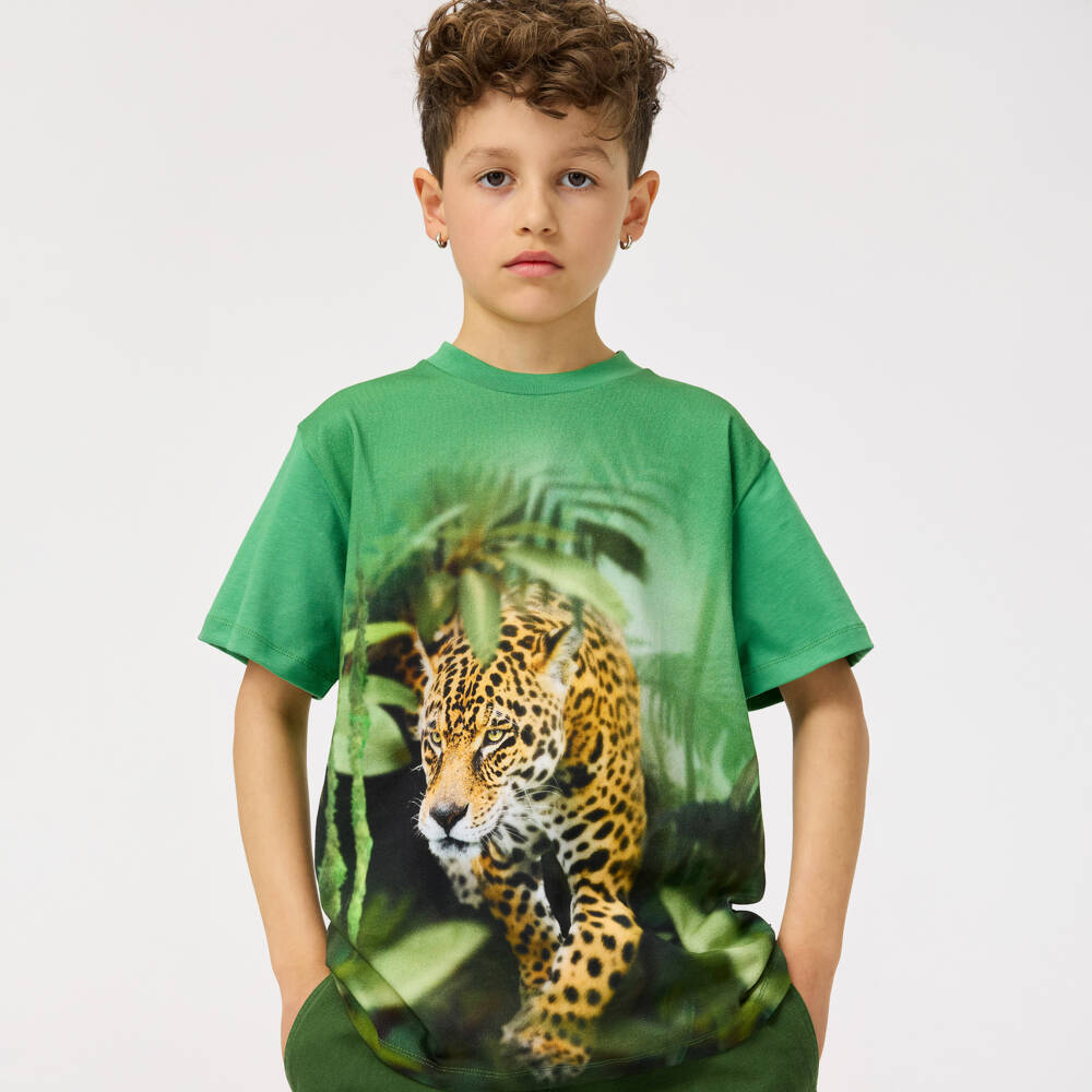 Molo-Boys Organic Green Jaguar Tee | Childrensalon Outlet