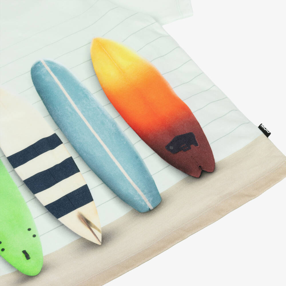 Molo-Boys Pale Green Cotton Surfboard T-Shirt | Childrensalon Outlet