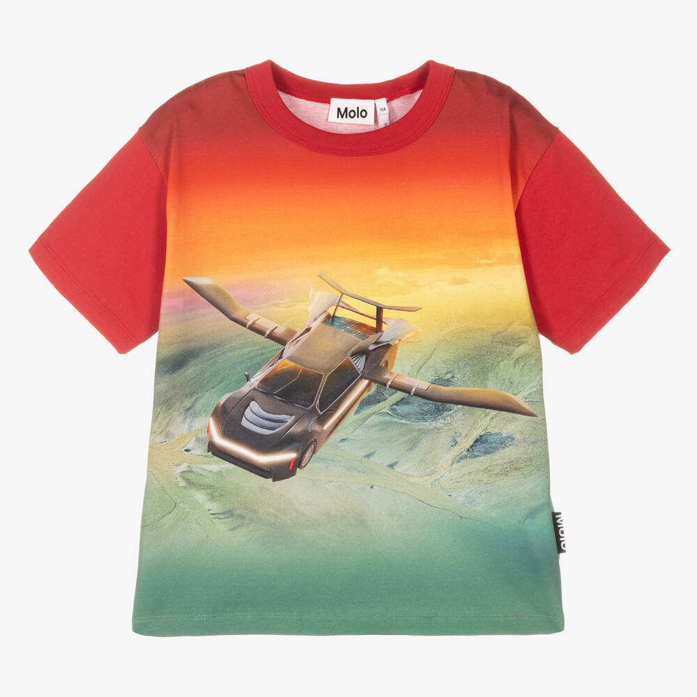 Molo - Boys Red Graphic Car T-Shirt | Childrensalon