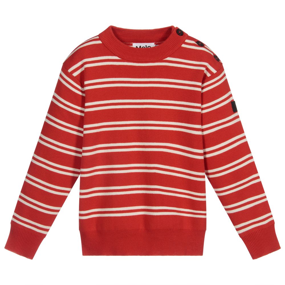 Molo - Boys Red Knitted Sweater | Childrensalon