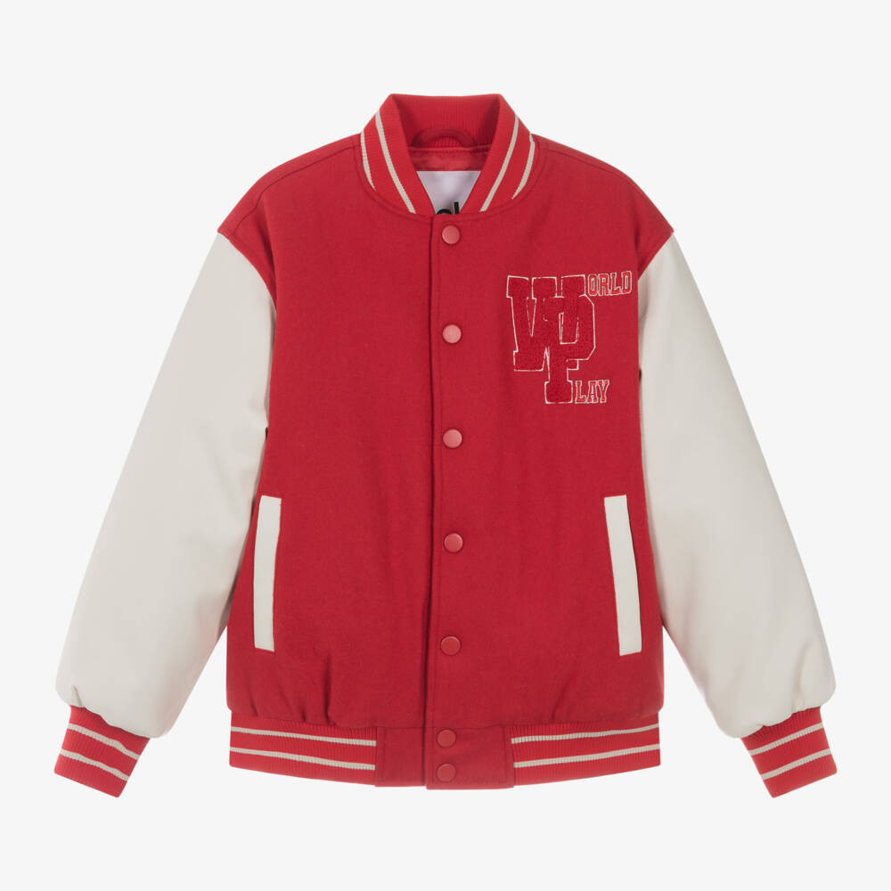 Molo-Boys Red Wool Bomber Jacket | Childrensalon Outlet