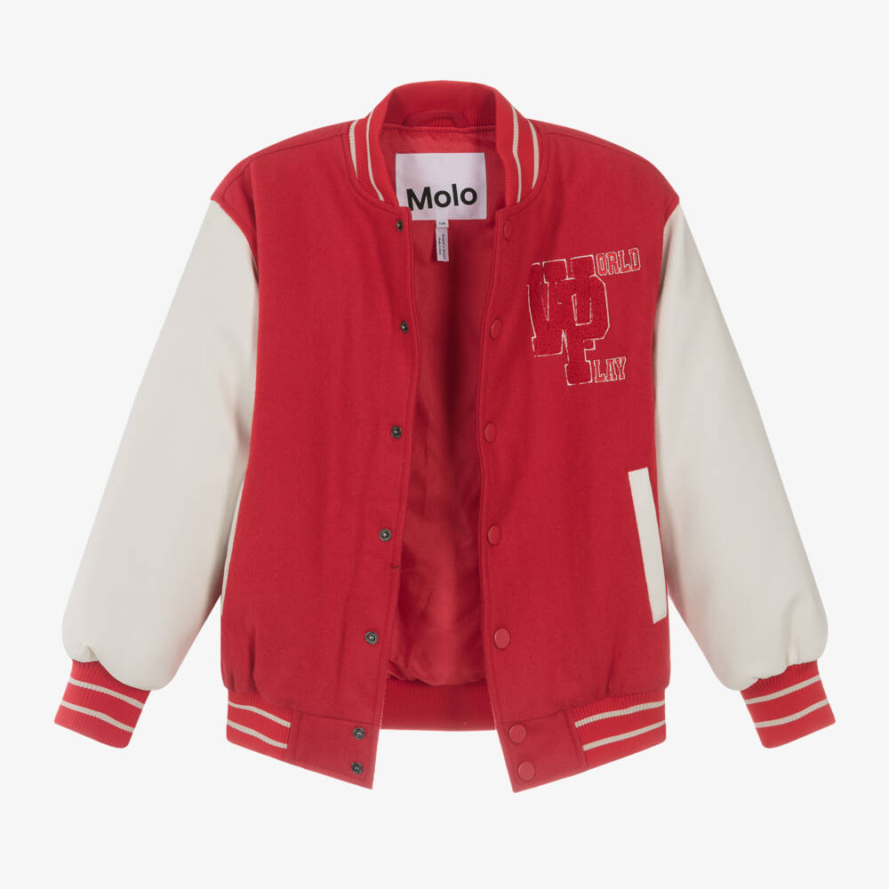 Molo-Boys Red Wool Bomber Jacket | Childrensalon Outlet