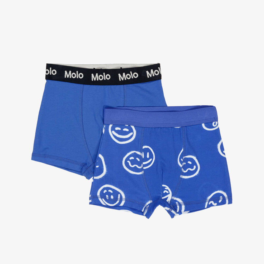 Molo-Комплект из двух синих хлопковых боксеров с эмодзи для мальчиков | Childrensalon Outlet