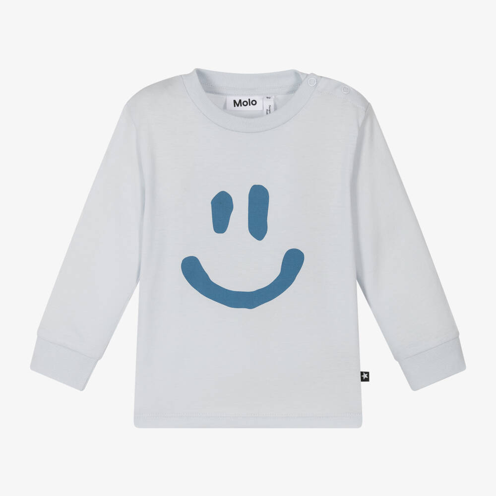 Molo-Boys Sky Blue Happy Face Tee | Childrensalon Outlet
