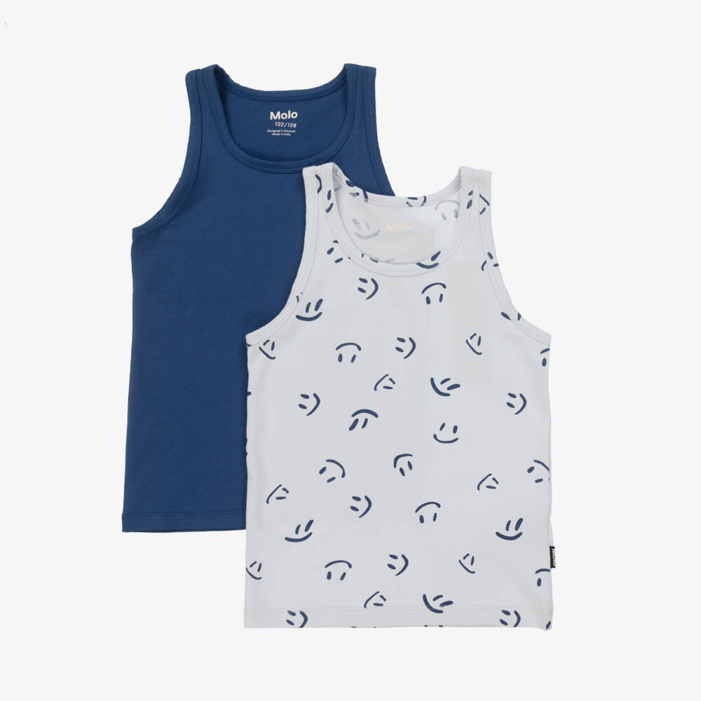 Molo-Boys Sky Blue Organic Vest Duo | Childrensalon Outlet