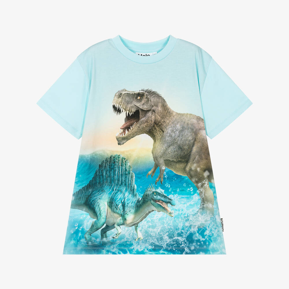 Molo-Boys Soft Blue Dino Tee | Childrensalon Outlet