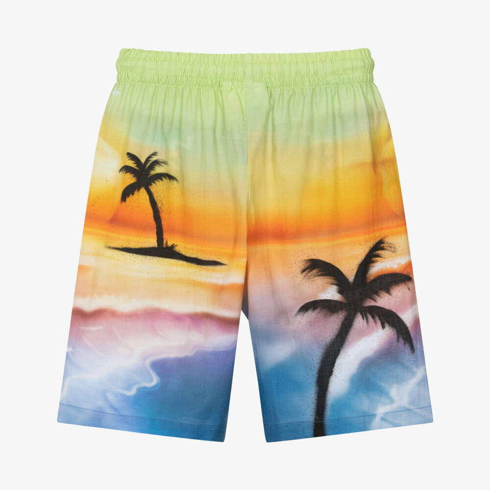 Molo-Boys Sunset Palm Print Organic Cotton Shorts | Childrensalon Outlet