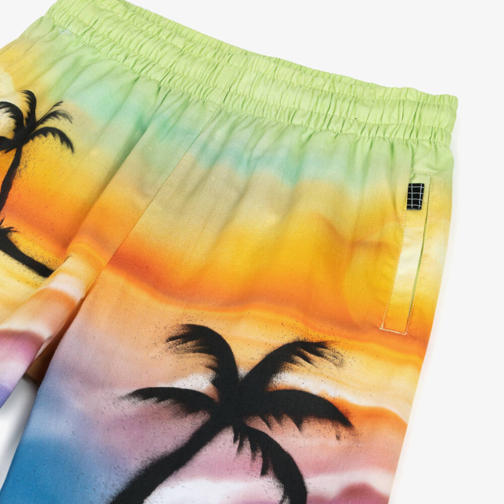 Molo-Boys Sunset Palm Print Organic Cotton Shorts | Childrensalon Outlet