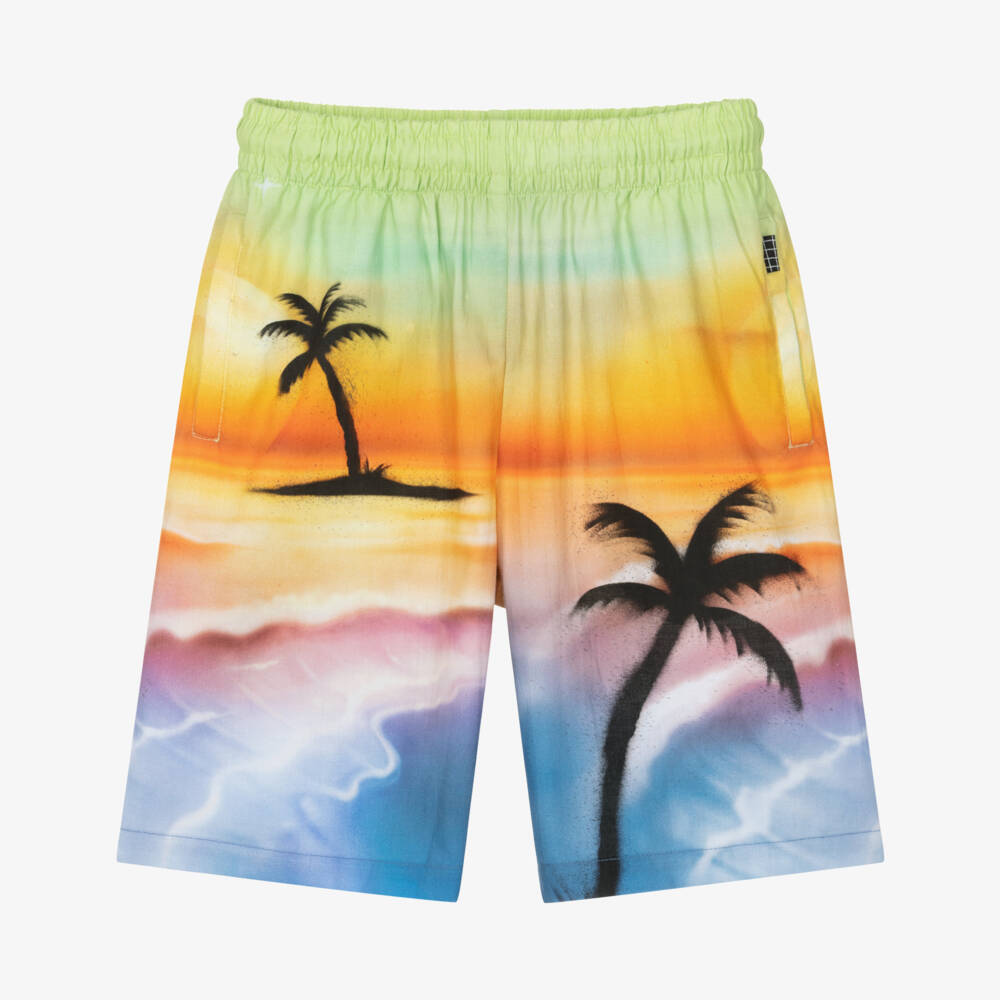 Molo-Boys Sunset Palm Print Organic Cotton Shorts | Childrensalon Outlet