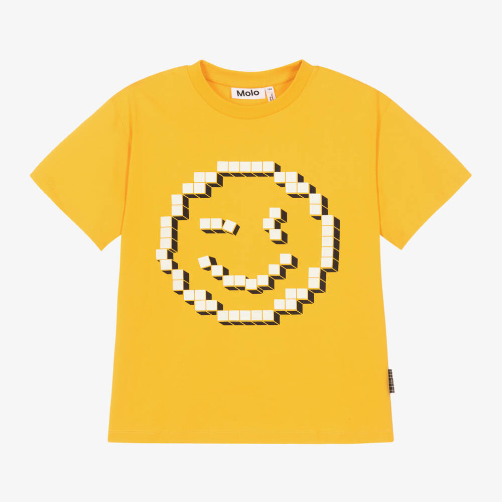 Molo-Boys Sunshine Emoji Cotton Tee | Childrensalon Outlet