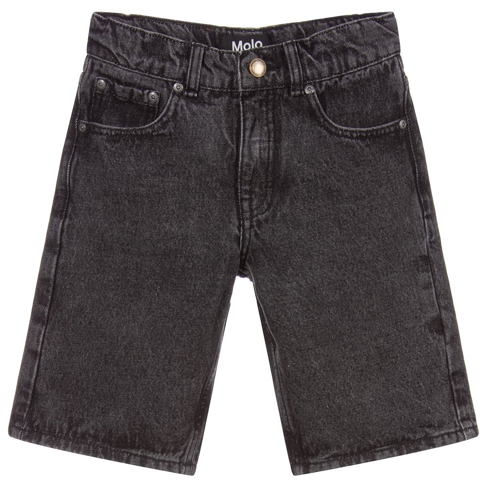 Molo Boys Washed Black Denim Shorts Childrensalon Outlet