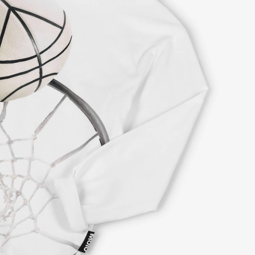 Molo-Boys White Basketball Hoop Organic Cotton Top | Childrensalon Outlet