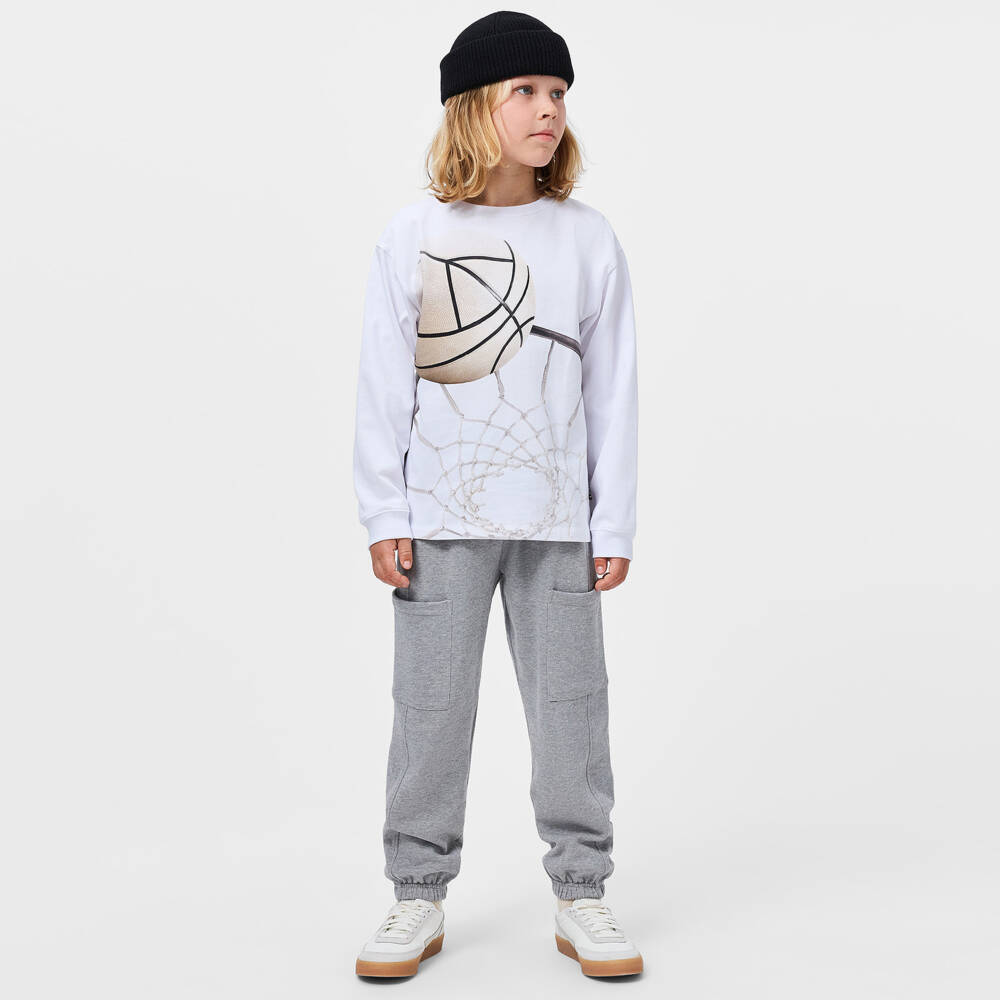 Molo-Boys White Basketball Hoop Organic Cotton Top | Childrensalon Outlet