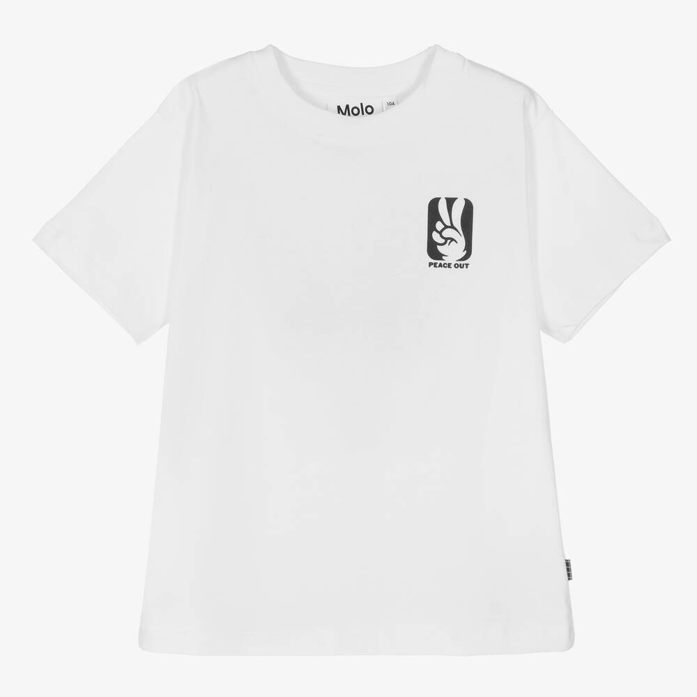 Molo-Boys White Basketball Print Cotton T-Shirt | Childrensalon Outlet