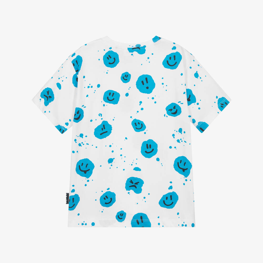 Molo-Boys White & Blue Emoji Tee | Childrensalon Outlet