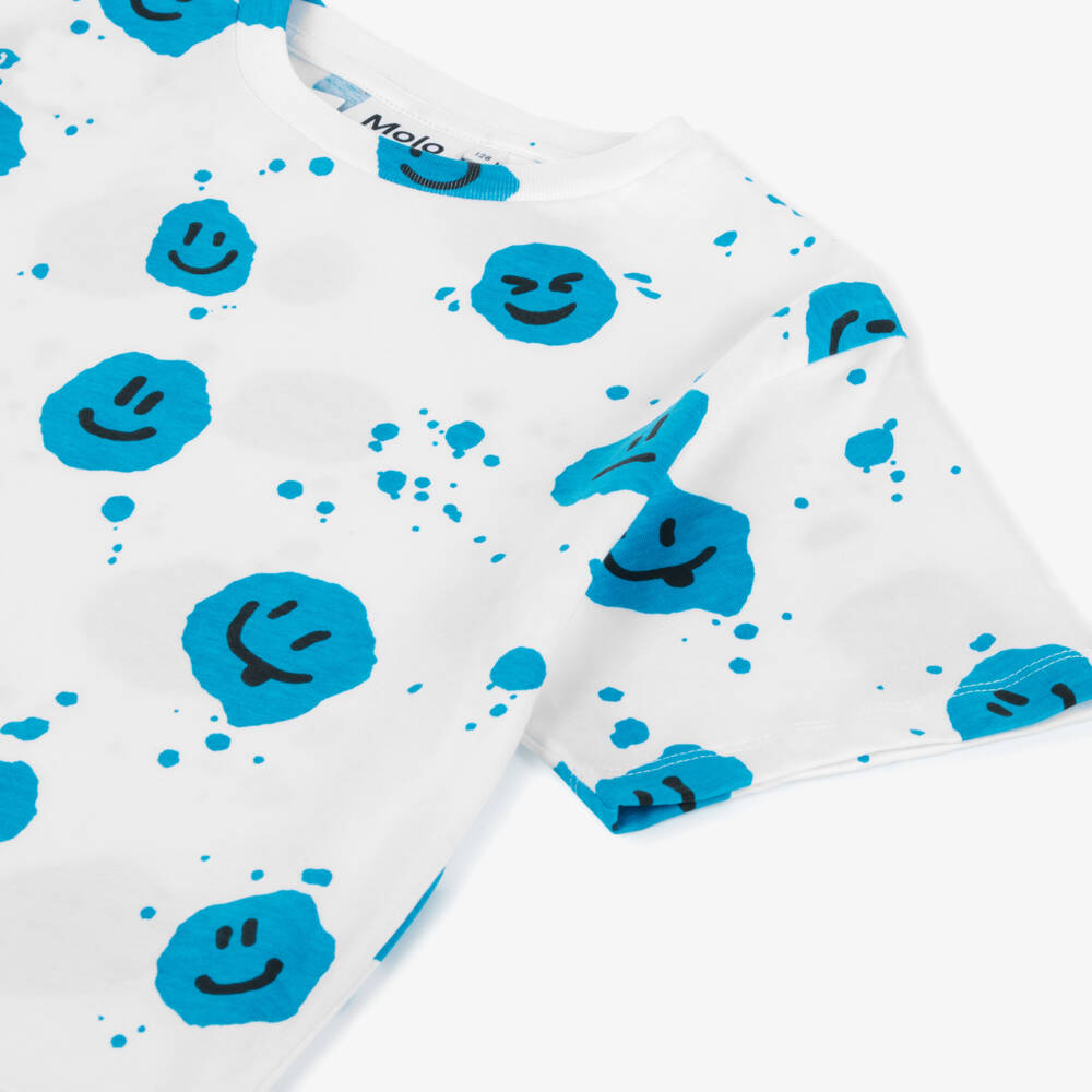 Molo-Boys White & Blue Emoji Tee | Childrensalon Outlet
