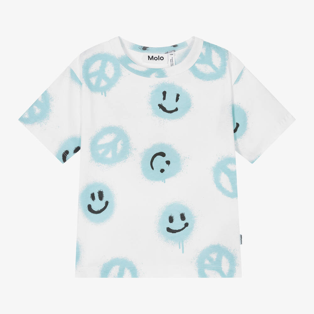 Molo-Boys White Cotton Graffiti T-Shirt | Childrensalon Outlet