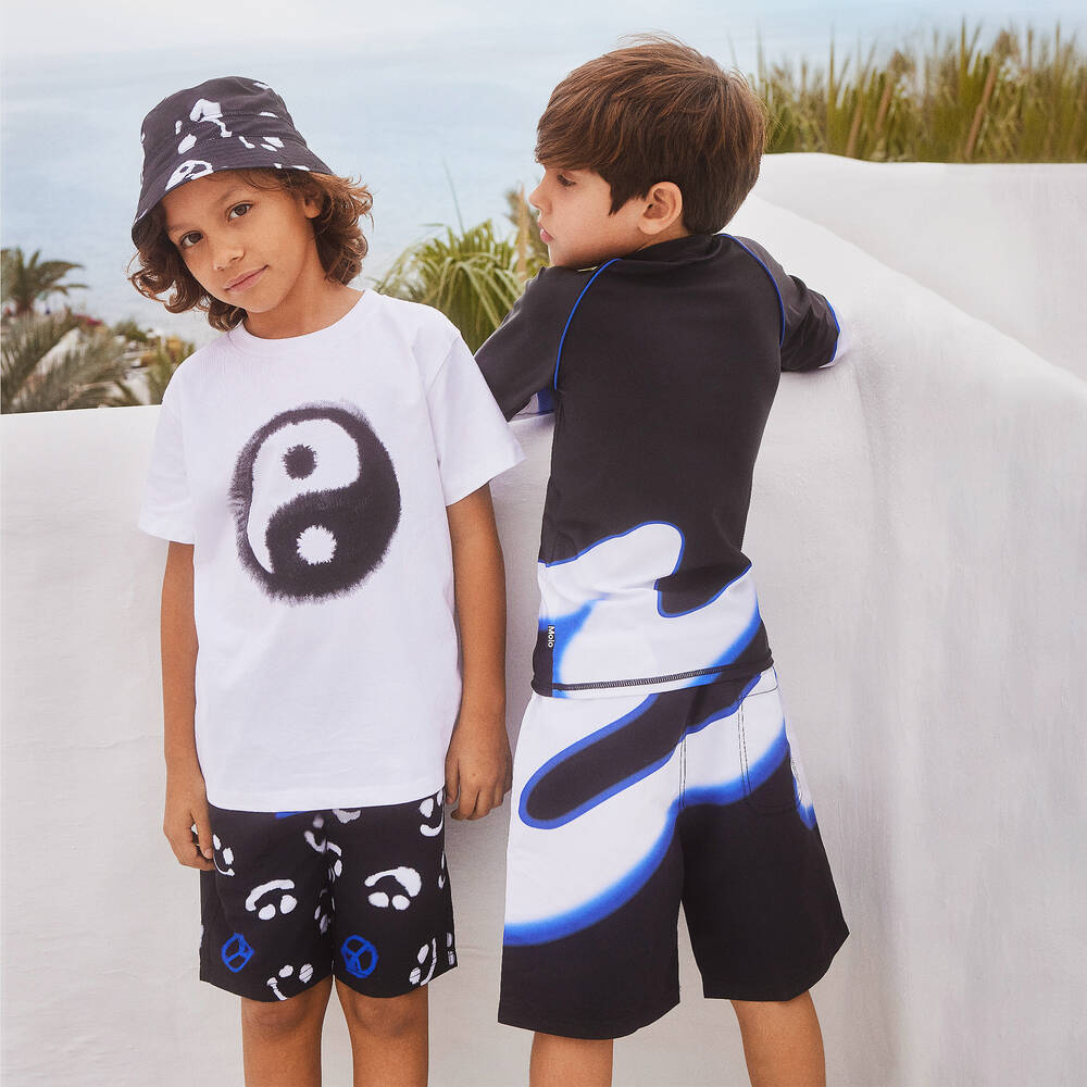 Molo-Boys White Cotton Yin Yang T-Shirt | Childrensalon Outlet