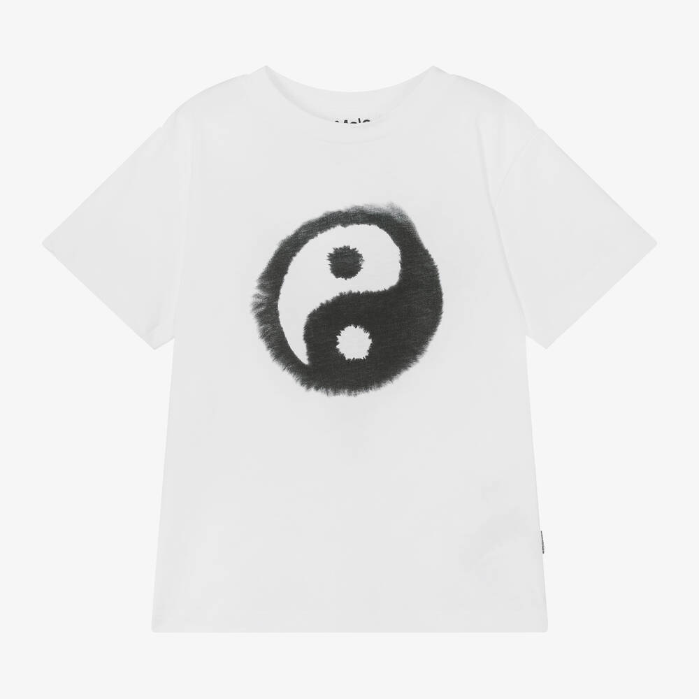 Molo-Boys White Cotton Yin Yang T-Shirt | Childrensalon Outlet