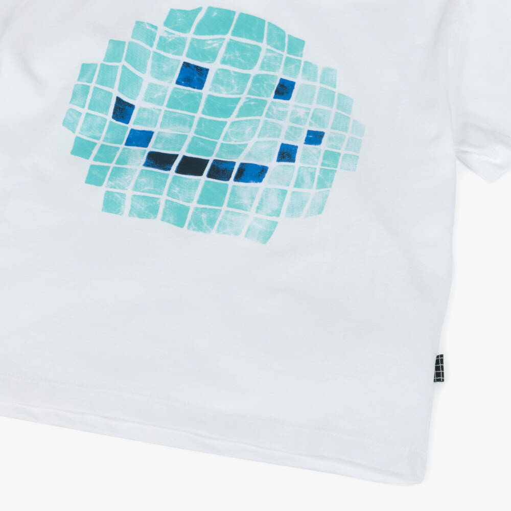 Molo-Boys White Mosaic Smiley Tee | Childrensalon Outlet