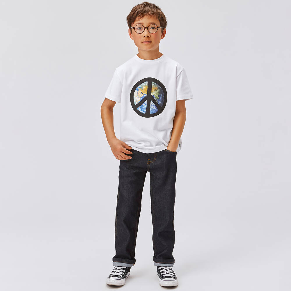 Molo-Белая футболка из органического хлопка с Землей | Childrensalon Outlet