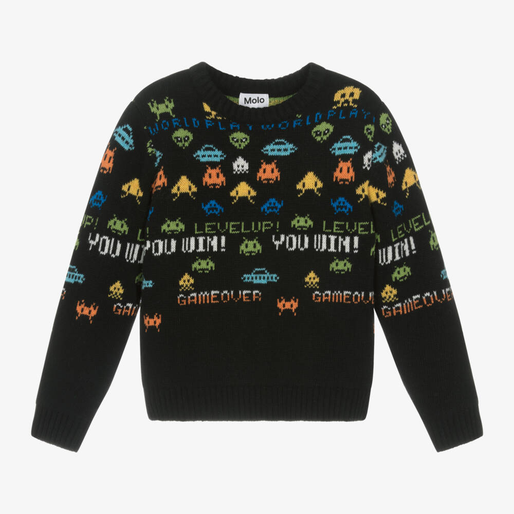 Molo-Boys Wool Blend Black Jumper | Childrensalon Outlet