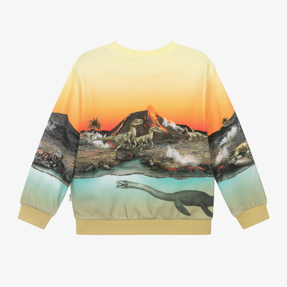 Molo Boys Yellow Cotton Dinosaur Sweatshirt Childrensalon Outlet