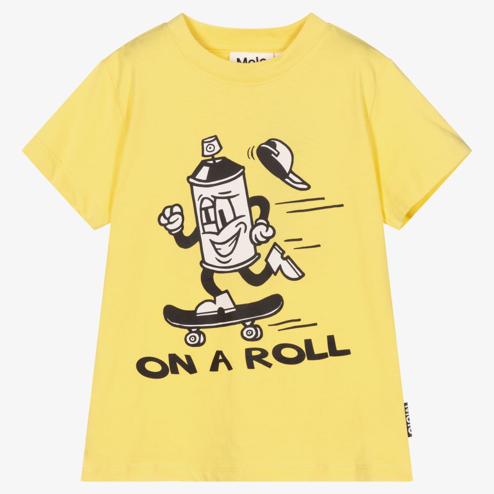 Molo - Boys Yellow Cotton T-Shirt | Childrensalon