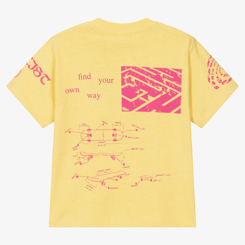 Molo-Boys Yellow & Pink Cotton Skater T-Shirt | Childrensalon Outlet
