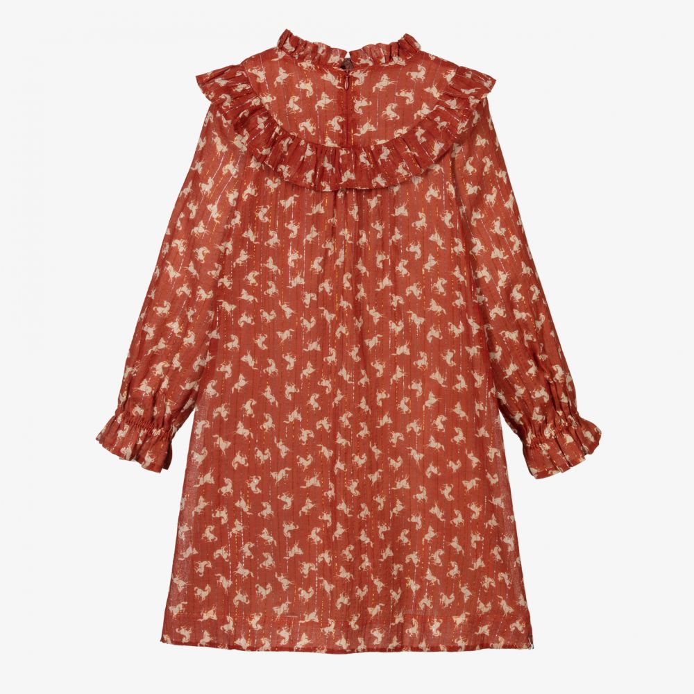 Molo-فستان قطن لون أحمر | Childrensalon Outlet
