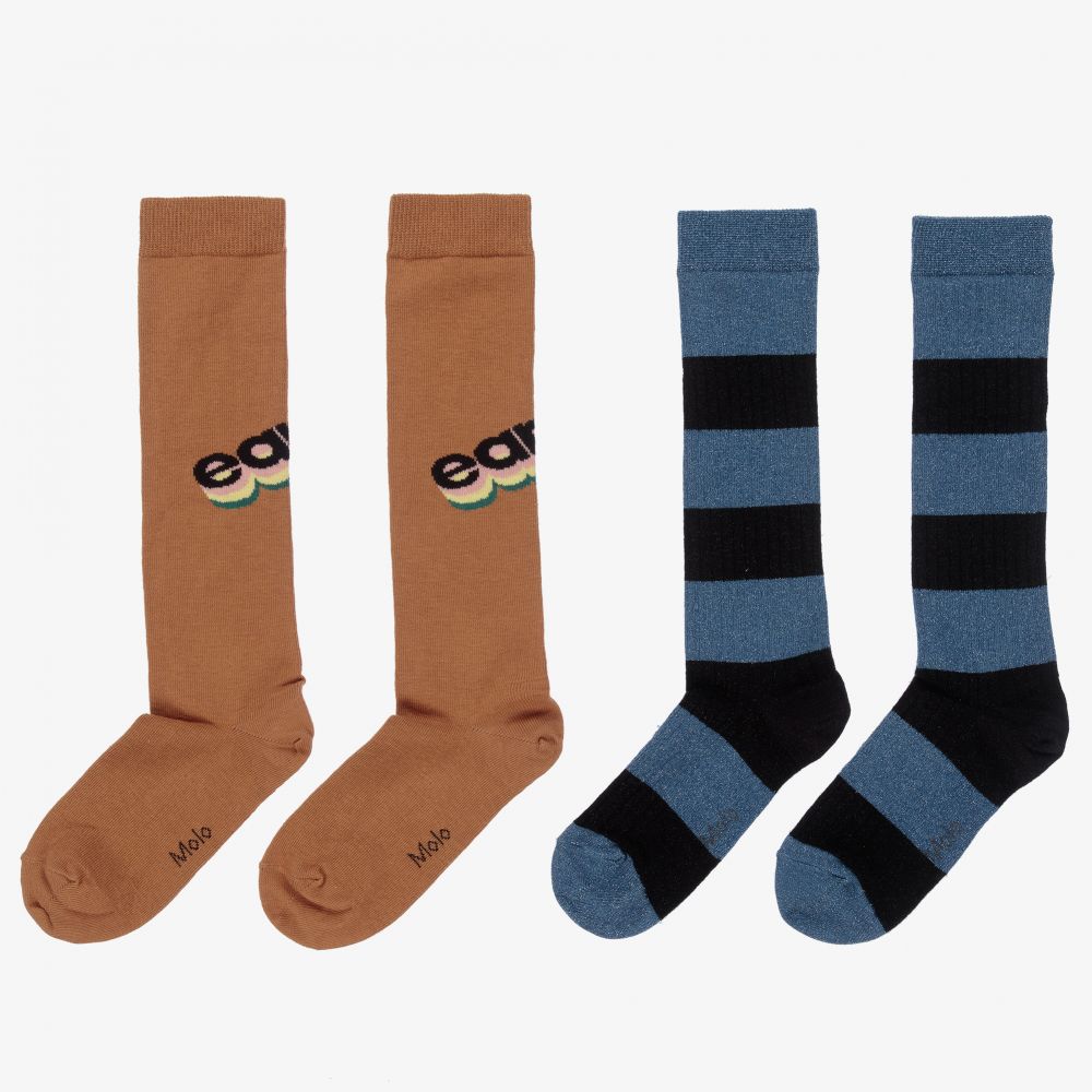 Molo-Коричневые и синие носки (2пары) | Childrensalon Outlet