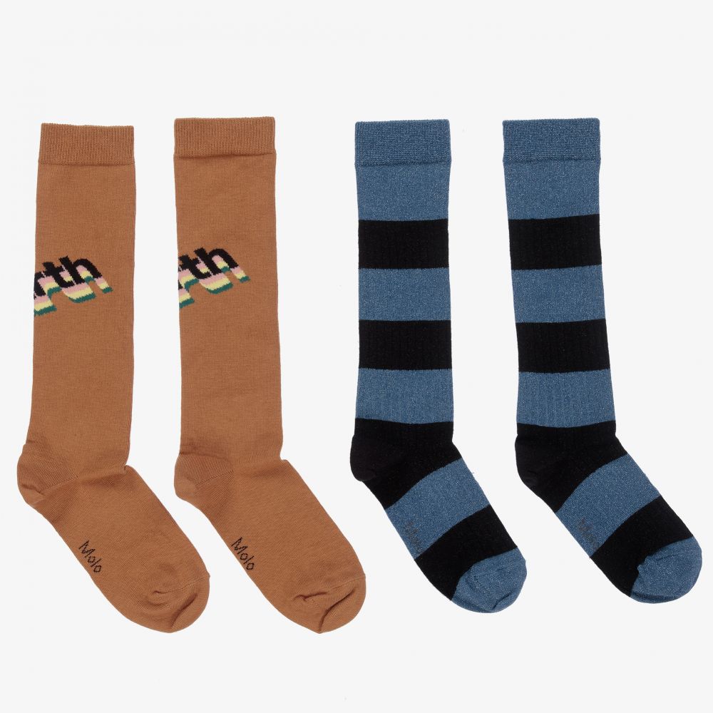 Molo - Chaussettes marron et bleues (2 paires) | Childrensalon