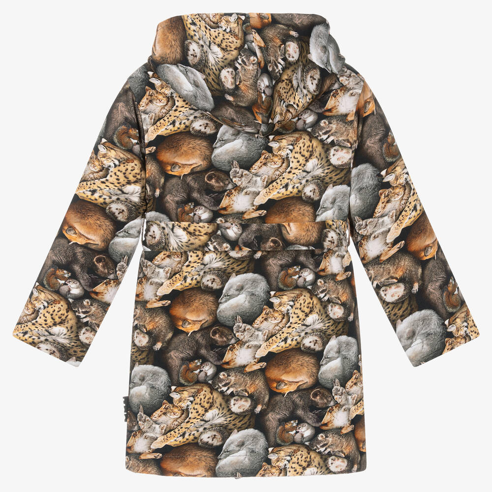 مولو-روب حمّام أطفال ولادي قطن جيرسي عضوي لون بني ورمادي | Childrensalon Outlet