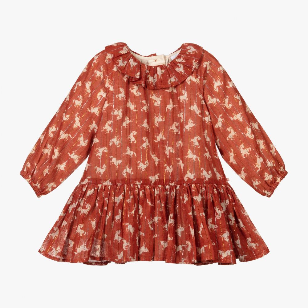 Molo - Robe marron en coton Cheval | Childrensalon