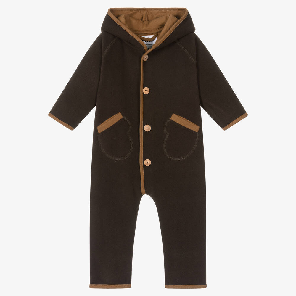 Molo - Brauner Fleece-Overall mit Kapuze | Childrensalon