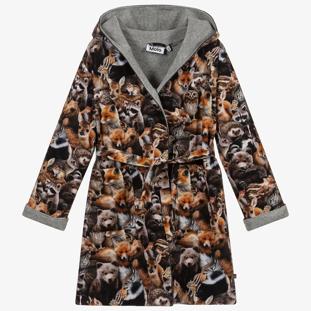 Molo - Brown & Grey Animals Bathrobe | Childrensalon