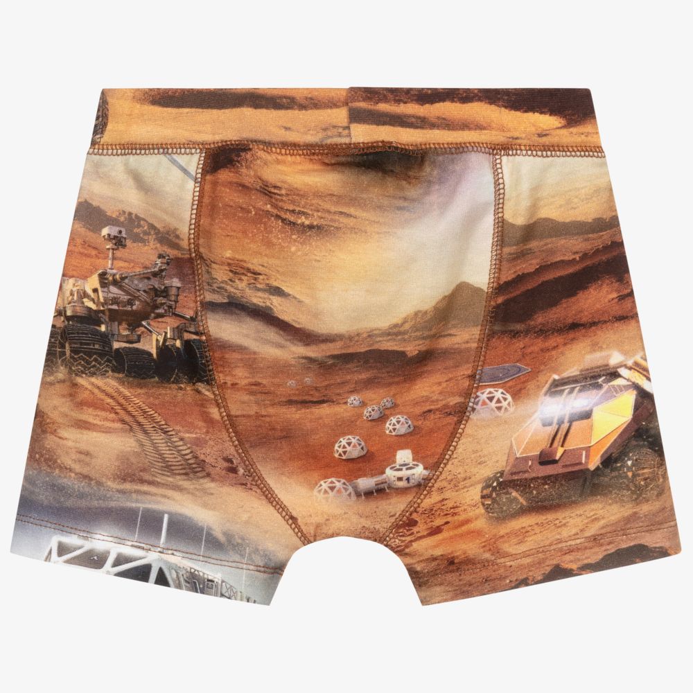 مولو-شورت بوكسر قطن عضوي جيرسي لون بني للأولاد | Childrensalon Outlet